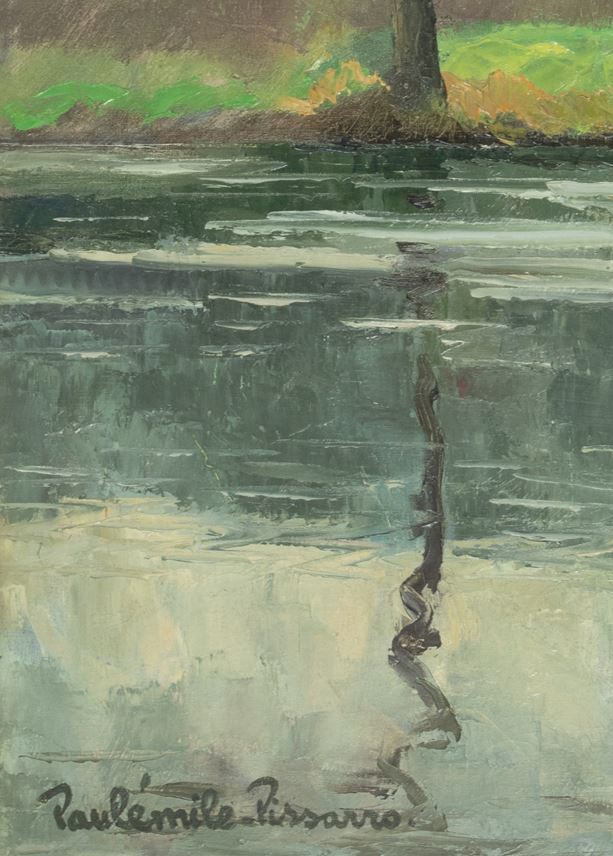 Paulémile Pissarro - Les deux arbres au bord de la rivière dans la forêt de Lyons | MasterArt